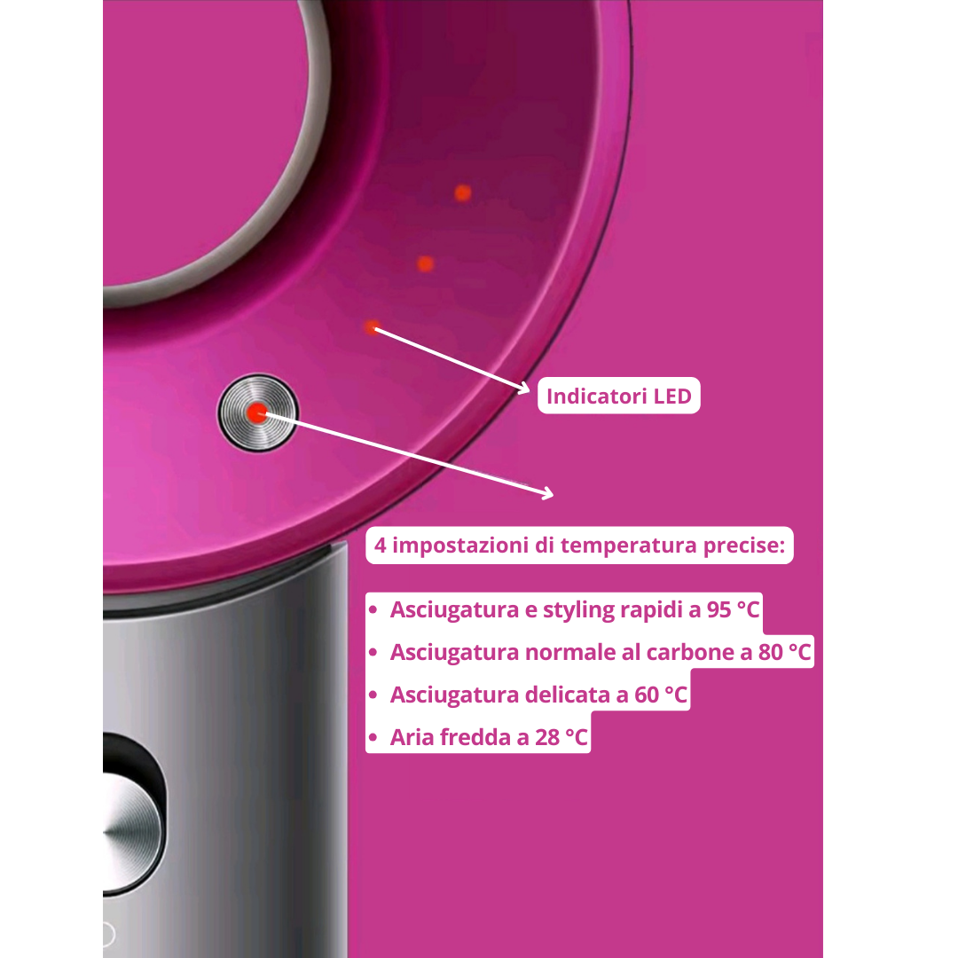 Phon professionale 5 in 1 – Asciugacapelli con 5 accessori